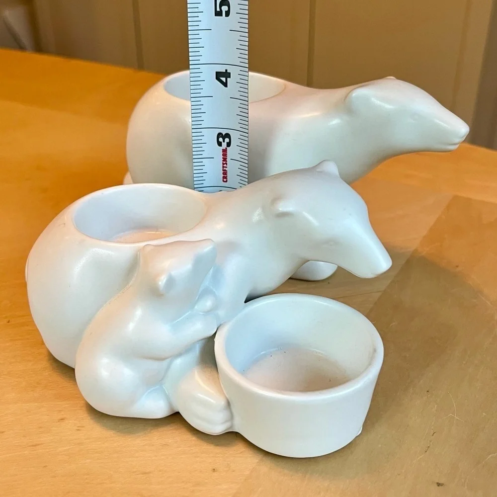 Yankee Candle Polar Bear Family Tea Light & Votive Candle Holders Set of 2